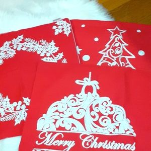 Bundle of 3 Red Holiday Xmas Pillow Cover/Case